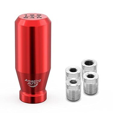 Amazing AUTO Red 5 Speed Automatic Manual Weighted Shifter Knob Gear Shift Knobs for Mazda Miata Subaru Sti