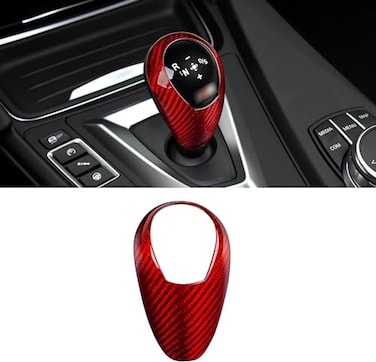 T-carbon Tcarbon Gear Shift Konb Cover Compatible with BMW Real Glass Fiber Gear Shift Konb Trim Protector Suitable for BMW M2 M3 M4 M5 M6 X5M X6M Interior Accessories20112020 Red