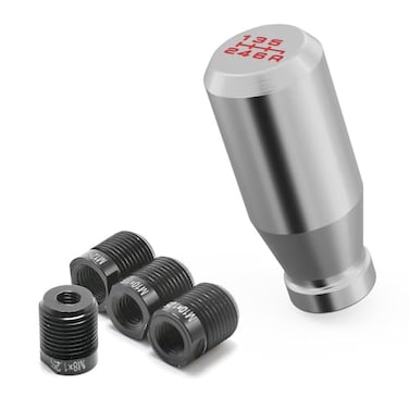 Amazing AUTO Silver Aluminum Weighted Shift Knob Universal 6 Speed Manual Gear Shifter with Metal Thread Adapters Ergonomic Car Interior Upgrade