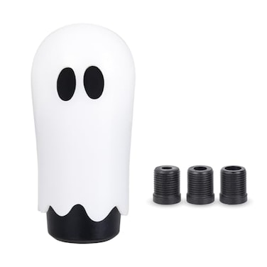 muge racing Ghost Shift Knob Aluminum Weighted Automotive Gear Shift Manual knobs Lever with 3 Threaded Adapters M8 M10 M12 x 125 Universal for Vehicle Funny Cool Spooky Car Accessories White