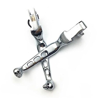 HTTMT MT241020ACD Chrome CNC Aluminum Black Brake Clutch Skull Zombie Lever Compatible with Harley Davidson Sportster Softail