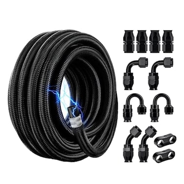 EVIL ENERGY Conductive 6AN PTFE Fuel Line KitAntistatic E85 Nylon Braided PTFE Fuel Hose 20FT AN6 Fuel Line Hose kit 516inch ID