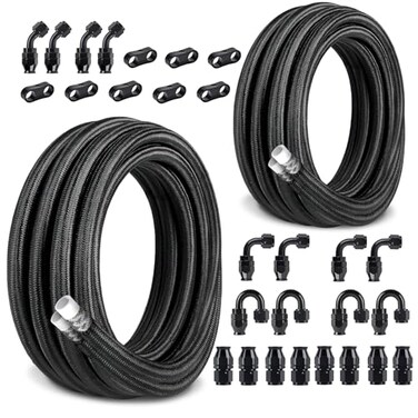 EVIL ENERGY 6AN 8AN PTFE Fuel Line Kit AN6 AN8 Nylon Braided Fuel Line Hose Fitting Kit PTFE 20FT2 Kits