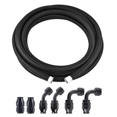 EVIL ENERGY 4AN PTFE Fuel Line Kit AN4 E85 Fuel Hose Line 16FT Black
