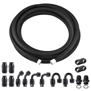 EVIL ENERGY 8AN PTFE Fuel Line Kit AN8 E85 Nylon Braided Fuel Hose kit 20FT Black