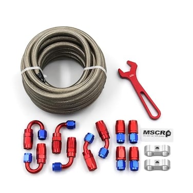 WnSEu AN6 20FT Fuel Line Hose Kit Stainless Steel Braided 38 873mm ID AN6 Stainless Steel