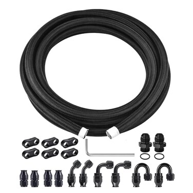 EVIL ENERGY 8AN PTFE Fuel Line Kit AN8 E85 Nylon Braided Fuel Hose kit 20FT Black