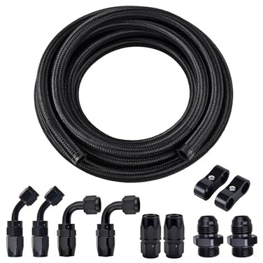 EVIL ENERGY 8AN Fuel Line Kit 8AN Hose Nylon Braided Fuel Line Hose Fitting Kit With 10PCS Swivel Hose Fitting Adapter CPE 10FT