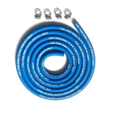 FCNFLZF 15FT Fuel Line Hose 516 inch 8mm High Pressure Hose 5AN28Mpa 400PSI for Fuel Systems Engines Tube Hose Blue Multiple Size OptionsAttached Hose Clamp