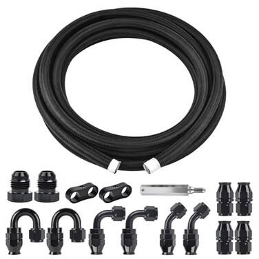 EVIL ENERGY 6AN PTFE Fuel Line Kit 20FT AN6 E85 Braided PTFE Fuel Hose Kit Automotive Black Nylon Line Hose