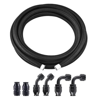 EVIL ENERGY 8AN PTFE Fuel Line Kit E85 Nylon Braided Fuel Hose 12FT Black