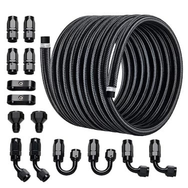 EVIL ENERGY 6AN Fuel Line Kit 6AN Hose Nylon Stainless Steel Braided Fuel Line With 14PCS Fitting Adapter Kit CPE 20FT