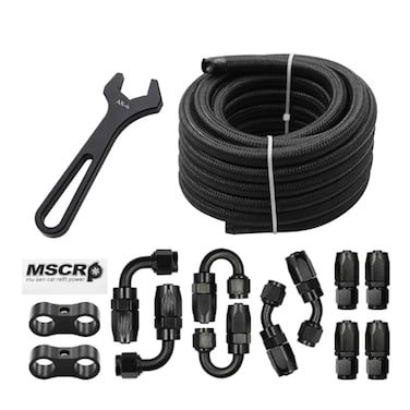 WnSEu AN6 20FT Fuel Line Hose Kit Nylon Stainless Steel Braided 38 873mm IDAN6 Nylon