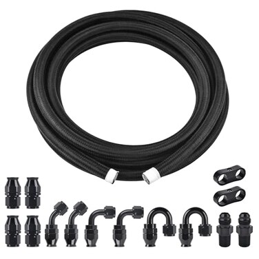 EVIL ENERGY 6AN PTFE Fuel Line Kit E85 Nylon Braided Fuel Hose kit 20FT Black