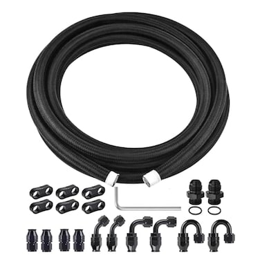 EVIL ENERGY 6AN PTFE Fuel Line Kit AN6 E85 Nylon Braided Fuel Hose kit 20FT Black