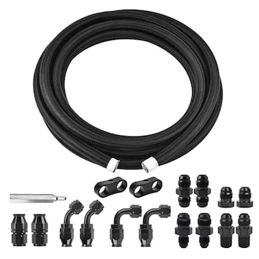 EVIL ENERGY 4AN PTFE Fuel Line Kit 10FT AN4 E85 Braided PTFE Fuel Hose Line Kit Black ptfe Hose