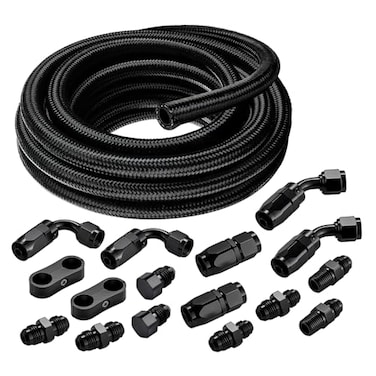 EVIL ENERGY 6AN Fuel Line Kit 6AN Hose Nylon Braided Fuel Line Hose Fitting Kit CPE Transmission Cooler Line 10FT