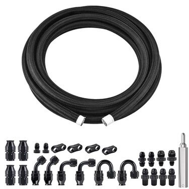 EVIL ENERGY 8AN PTFE Fuel Line Kit 16FT AN8 E85 Braided PTFE Fuel Line Kit Black Nylon 8AN Hose