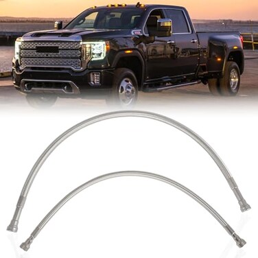 AUTOVIC Fuel Tank Hoses Kit Braided Lines Stainless for Chevy GMC Sierra 2500HD 3500HD 66L Duramax 20012010 Replace 15167372 15077513