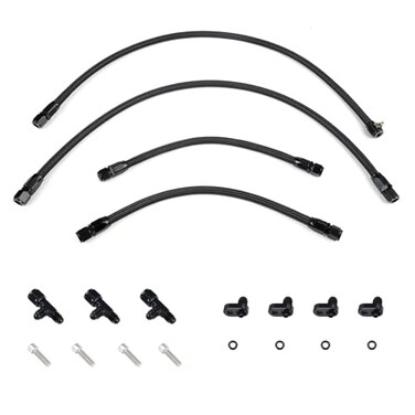 YESHMA Steam Vent Hose Kit 4 AN Aluminum Complete Coolant Crossover Transmission Fluid Cooler Hose Line Stainless Steel with Hardware and Hoses Kit Compatible With LSX LS1 LS2 LS6 LM7 Black