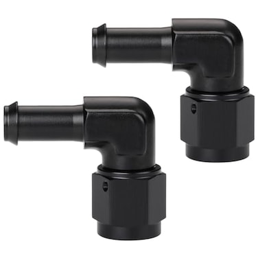 Podavelle 6AN Female to 38 Barb 90 Degree Hose Fitting Adapter Swivel Aluminum Black 2PCS