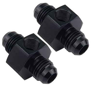 EVIL ENERGY 6AN Male to 6AN Male Flare Union Coupler with 18 NPT Gauge Port Fitting Adapter 2PCS