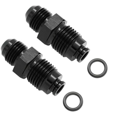 KRD PERFORMANCE Aluminum 6AN Male Flare to M16x15 O Ring Seal Power Steering Adapter Fitting Connector Black Pack of 2