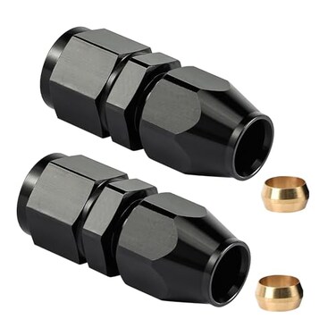 EVIL ENERGY 8AN Female Flare to 12 Compression Hardline Fitting Aluminum Black 2PCS