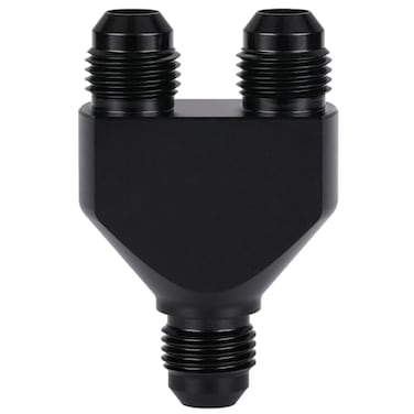 Podavelle 6AN Male to Parallel Dual 6AN Male Y Block Fuel Fitting Splitter Adapter Connector Aluminum Black
