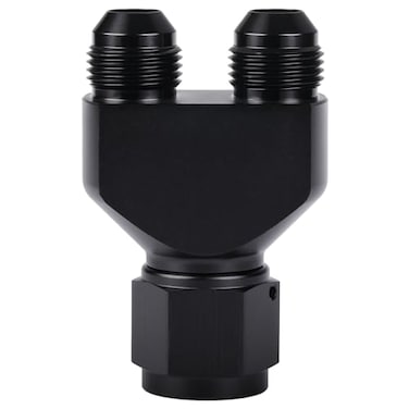 Podavelle 10AN Female to Parallel Dual 8AN 8AN Male Y Block Fuel Fitting Splitter Adapter Connector Aluminum Black