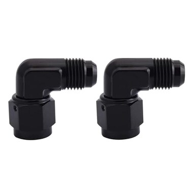 EVIL ENERGY 4AN Female to AN4 Male Flare 90 Degree Swivel Fitting Adapter Aluminum Black 2PCS