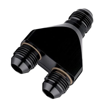 EVIL ENERGY 6AN Male to Parallel Exit Dual 6AN Male Y Block Fitting Splitter Adapter Aluminum Black