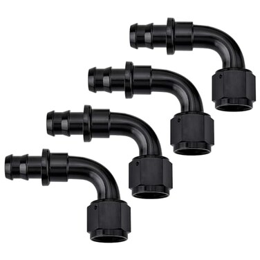 EVIL ENERGY 8AN 90 Degree Push Lock Hose Fitting End Black 4PCS