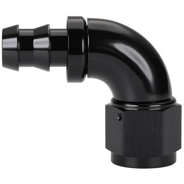 Podavelle 8AN 90 Degree Push Lock Full Flow Hose Fitting End Elbow Adapter Aluminum Black