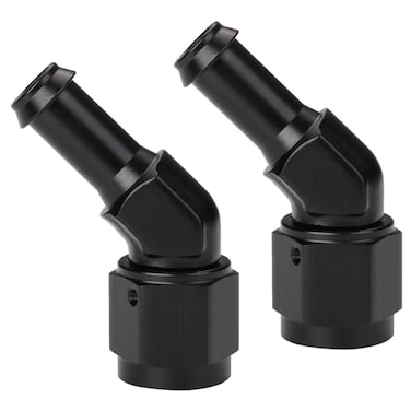Podavelle 6AN Female to 38 Barb 45 Degree Hose Fitting Adapter Swivel Aluminum Black 2PCS