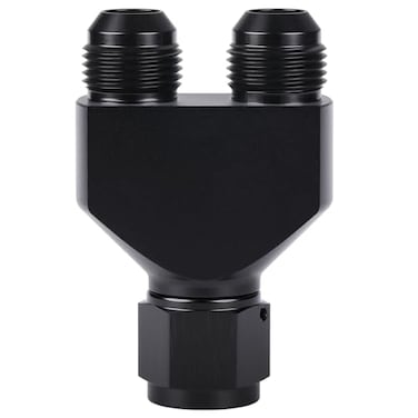 Podavelle 10AN Female to Parallel Dual 10AN Male Y Block Fuel Fitting Splitter Adapter Connector Aluminum Black