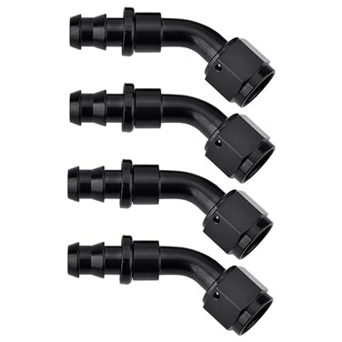 EVIL ENERGY 8AN 45 Degree Push Lock Hose Fitting End Black 4PCS