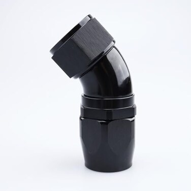 AC PERFORMANCE 20 AN 45 Degree Swivel One Piece Full Flow Hose End Fitting Black Aluminum