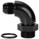 Podavelle 8AN Male Flare to 10AN 10 ORB Oring Boss 90 Degree Full Flow Fitting Adapter Aluminum Black