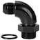 Podavelle 8AN Male Flare to 10AN 10 ORB Oring Boss 90 Degree Full Flow Fitting Adapter Aluminum Black