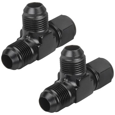 CNRAQR 8AN Flare Male Tee Fitting Adapter with AN8 Female Swivel on Run Aluminum 2Pcs