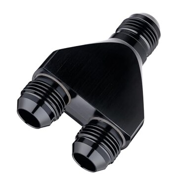 EVIL ENERGY 12AN Male to Parallel Exit Dual 12AN Male Y Block Fitting Splitter Adapter Aluminum Black