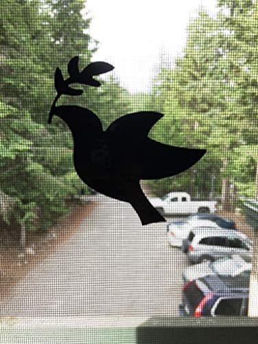 The Decal Empire Retractable Screen Door Decals 5 per Package Keep Children Safe Alert Birds Dogs Kids Warn Protect Window Safety Doves Black