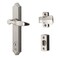 Ideal Security BK1215SC ML Lever Set Handle for Storm Doors and Screen Doors with Keyed Deadbolt Lock 2Posts with TieDown Screw Surface Mount Satin Chrome