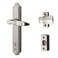 Ideal Security BK1215SC ML Lever Set Handle for Storm Doors and Screen Doors with Keyed Deadbolt Lock 2Posts with TieDown Screw Surface Mount Satin Chrome