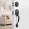 Natsukage Front Door Handle Heavy Duty Entry Lock Matte Black Entrance Set With Single Cylinder Deadbolt and Knob Handle Reversible for Right Left Handed Doors