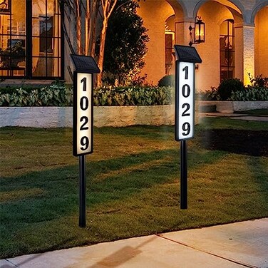 Megfiehun Solar Address SignSolar House Numbers for Outside Lighted Address Plaque Outdoor Waterproof Illuminated LED Address Numbers for Yard Home Gate MailBox