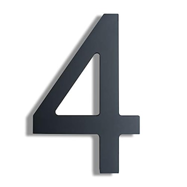 BetLight 8 Inch High Modern House Numbers Floating Stainless Steel Home Address Number Easy to Install Black FinishedNumber 4
