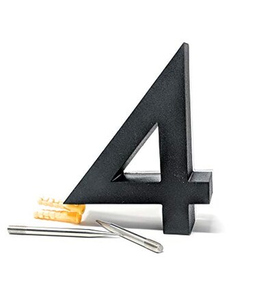 JELSCO 4 Inch House Numbers 3000k LED Modern Address Signs for Homes by 4 Neutra Black
