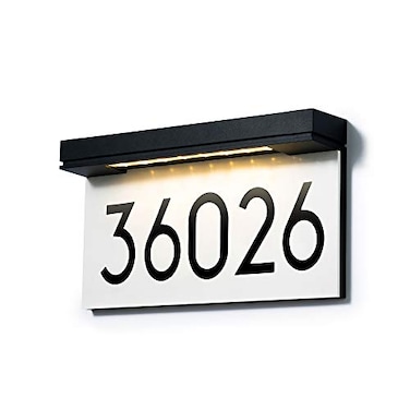 Percompile Solar Address Sign Lighted House Numbers for Outside LED Illuminated Address Plaque with 3000K Warm White Waterproof Outdoor Sign Easy Installation for Home Delivery Visibility